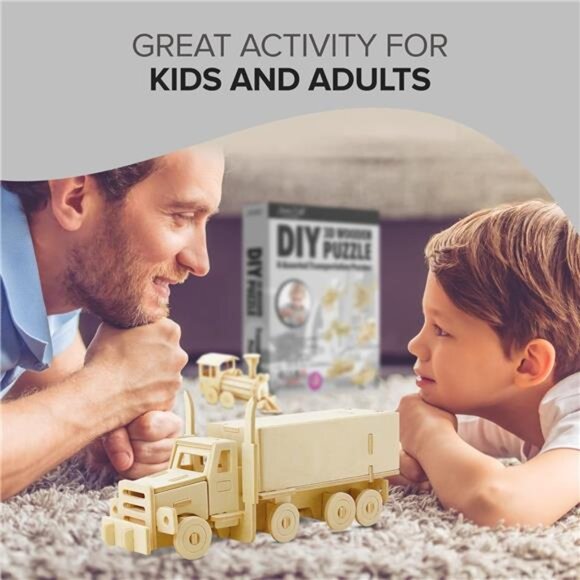 Hands Craft DIY 3D Wooden Puzzle – 6 Assorted Transportation Bundle Pack Set - Picture 15 of 16